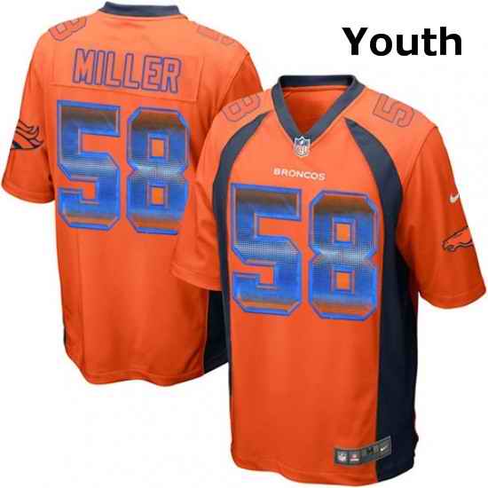 Youth Nike Denver Broncos 58 Von Miller Limited Orange Strobe NFL Jersey